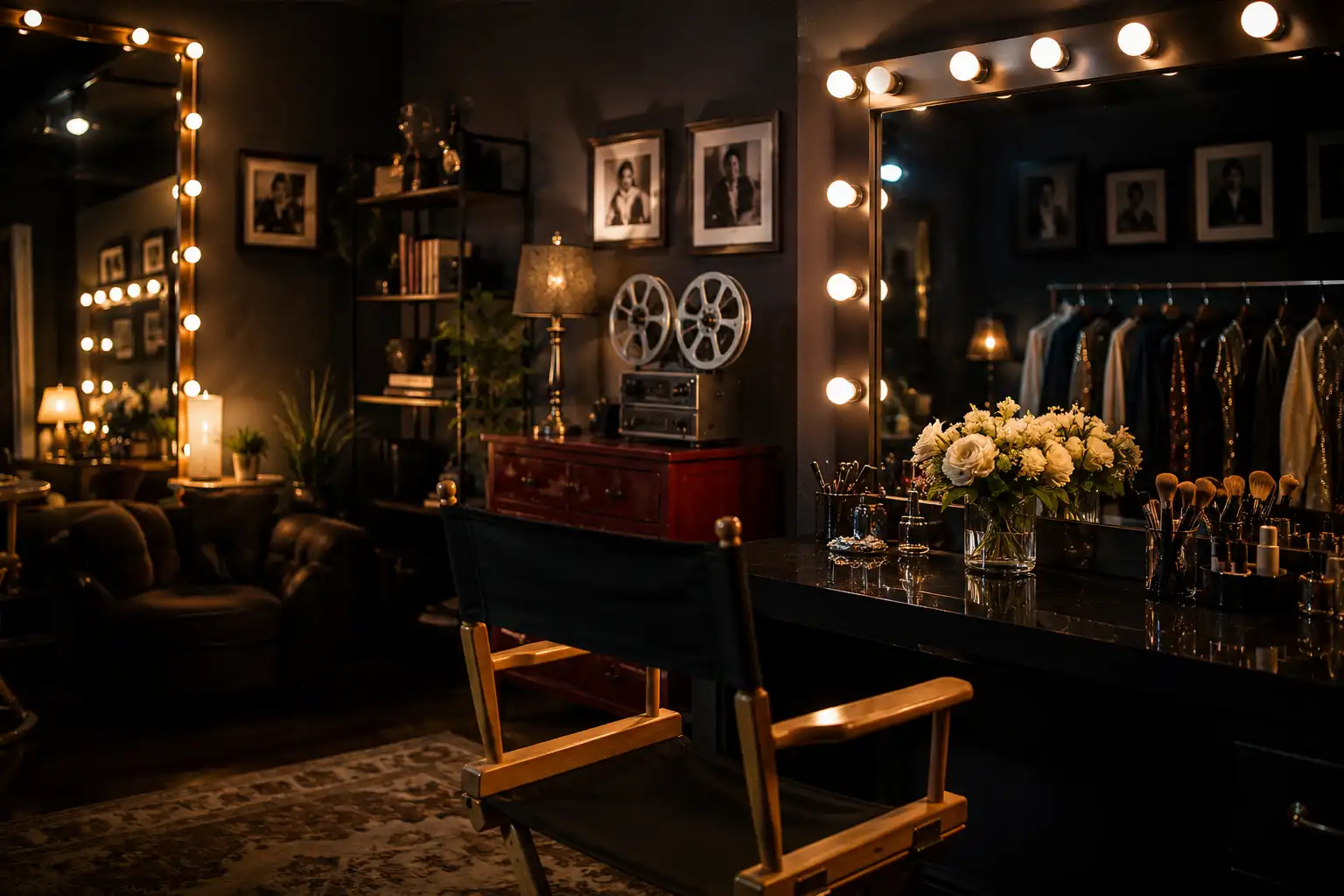 Elegant entertainment industry dressing room setting representing Ava Addams biography and career profile