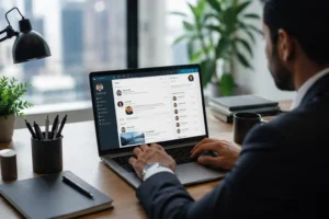 Professional using ChatGPT to improve LinkedIn networking and job search
