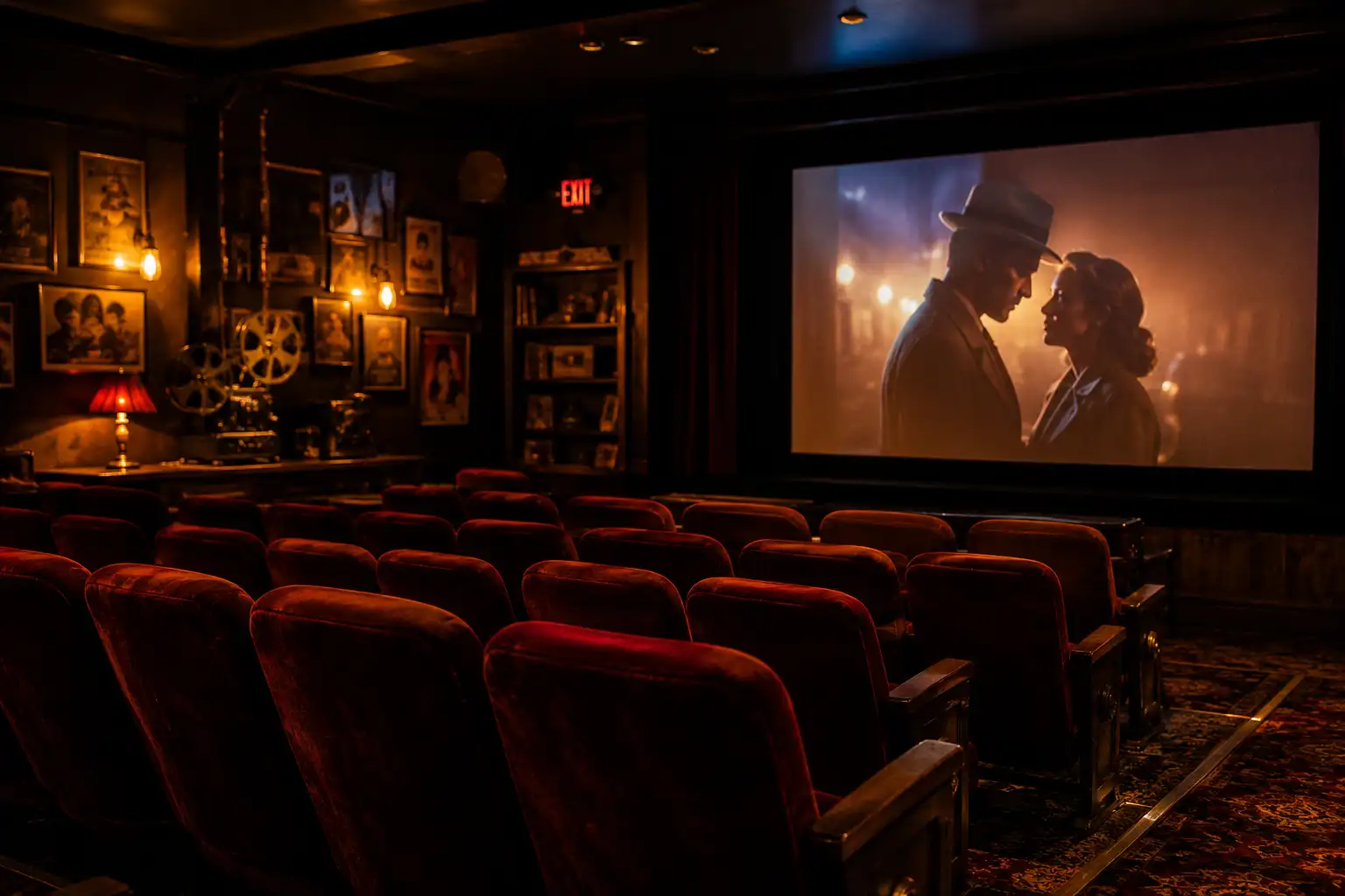Atmospheric independent cinema theatre with glowing screen representing Movie Orca film discovery