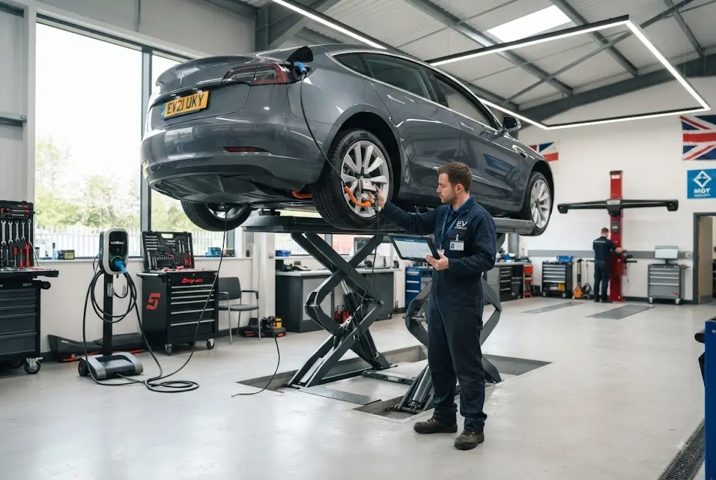 EV servicing and electric vehicle maintenance in a UK workshop