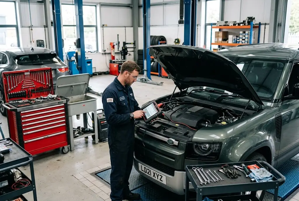 Auto repair services UK guide showing a technician diagnosing and repairing a vehicle