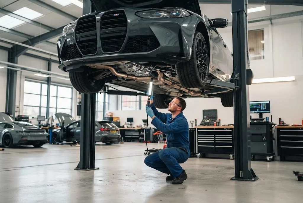 Auto transmission service and gearbox inspection in a UK automotive workshop