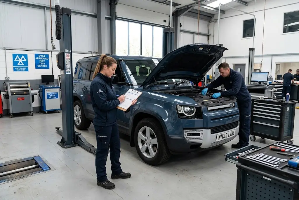 MOT and service UK guide showing vehicle inspection and servicing documentation