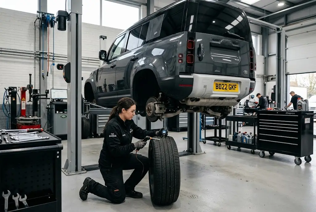 Vehicle maintenance UK guide showing professional car maintenance in a workshop